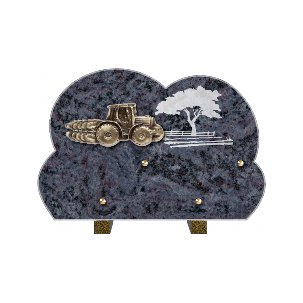 Plaque funéraire Forme Granit 30x20 - Thème Agriculture – Plaques Funéraires Créations® – vue complémentaire