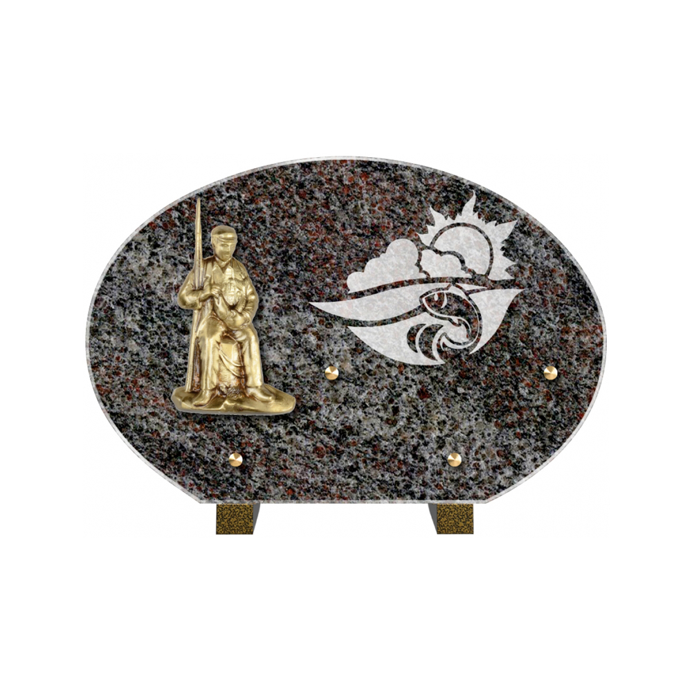 Plaque funéraire Forme Granit 30x20 - Thème Pêche – Plaques Funéraires Créations® – vue complémentaire