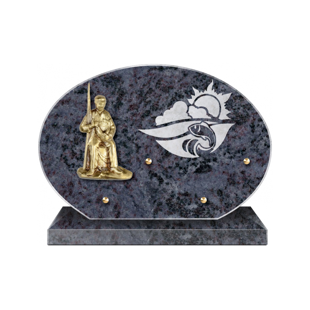 Plaque funéraire Forme Granit 30x20 - Thème Pêche – Plaques Funéraires Créations® – vue complémentaire