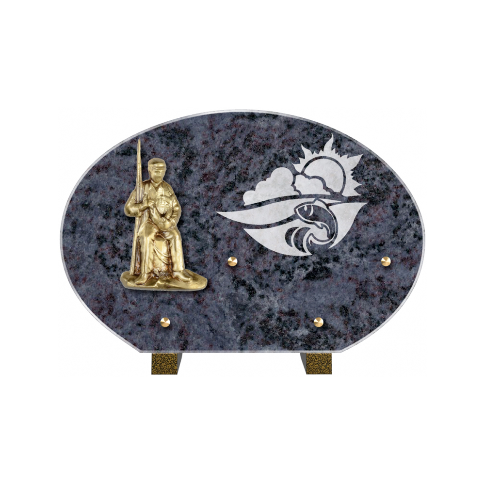 Plaque funéraire Forme Granit 30x20 - Thème Pêche – Plaques Funéraires Créations® – vue complémentaire