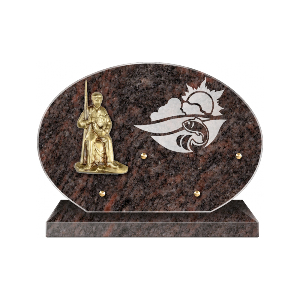 Plaque funéraire Forme Granit 30x20 - Thème Pêche – Plaques Funéraires Créations® – vue complémentaire