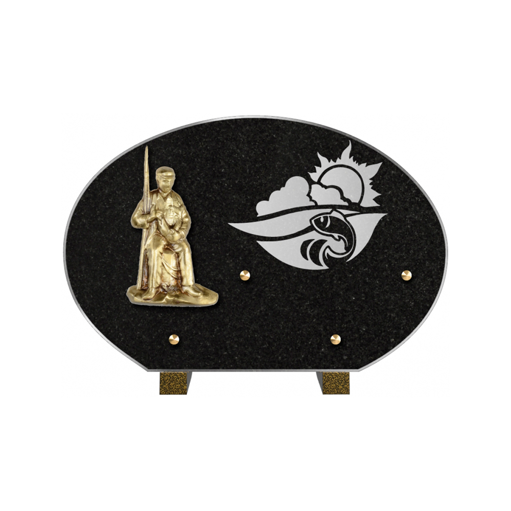 Plaque funéraire Forme Granit 30x20 - Thème Pêche – Plaques Funéraires Créations® – vue complémentaire