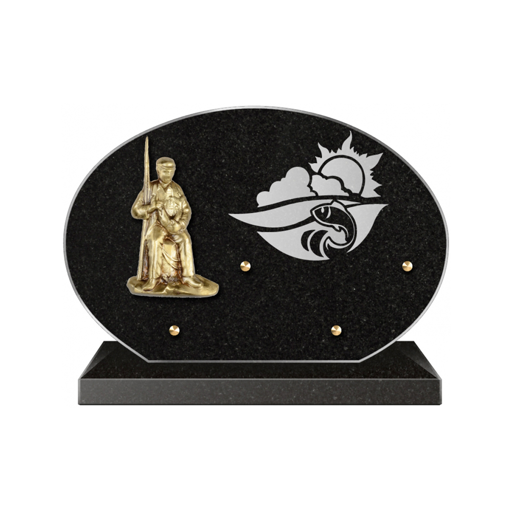 Plaque funéraire Forme Granit 30x20 - Thème Pêche – Plaques Funéraires Créations® – vue complémentaire