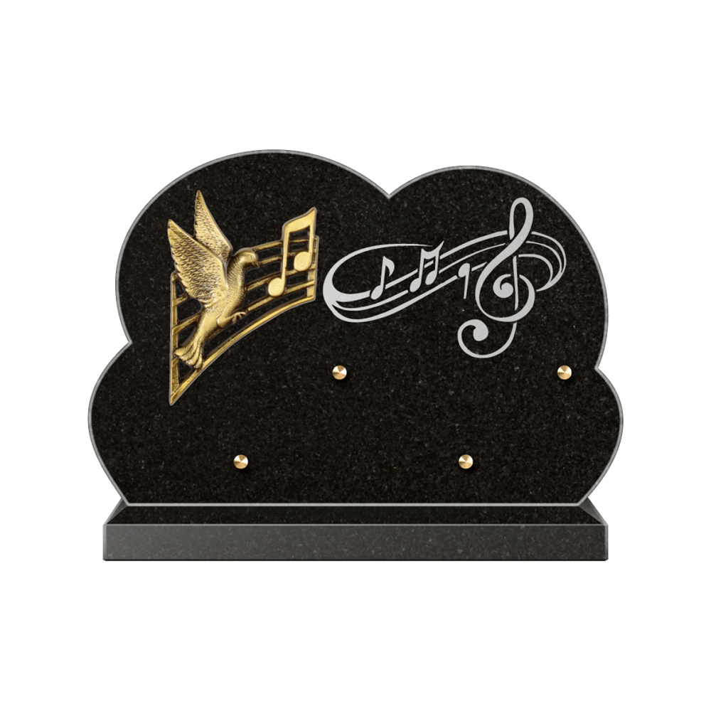 Plaque funéraire Forme Granit 30x20 - Thème Musique – Plaques Funéraires Créations® – vue complémentaire