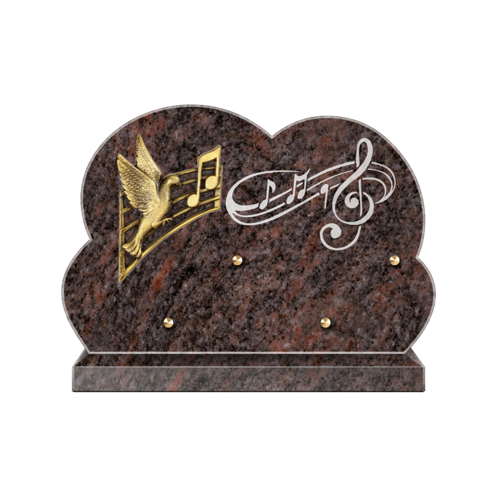 Plaque funéraire Forme Granit 30x20 - Thème Musique – Plaques Funéraires Créations® – vue complémentaire