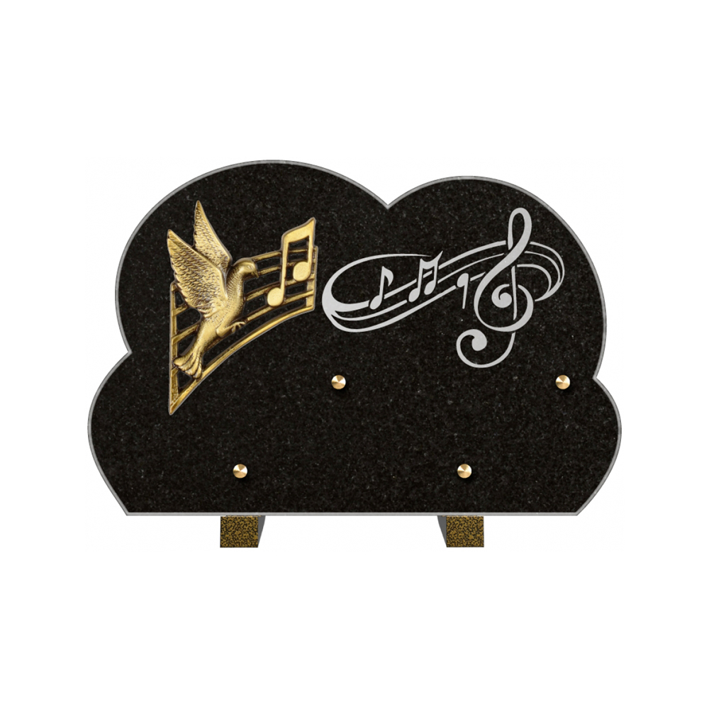Plaque funéraire Forme Granit 30x20 - Thème Musique – Plaques Funéraires Créations® – vue complémentaire