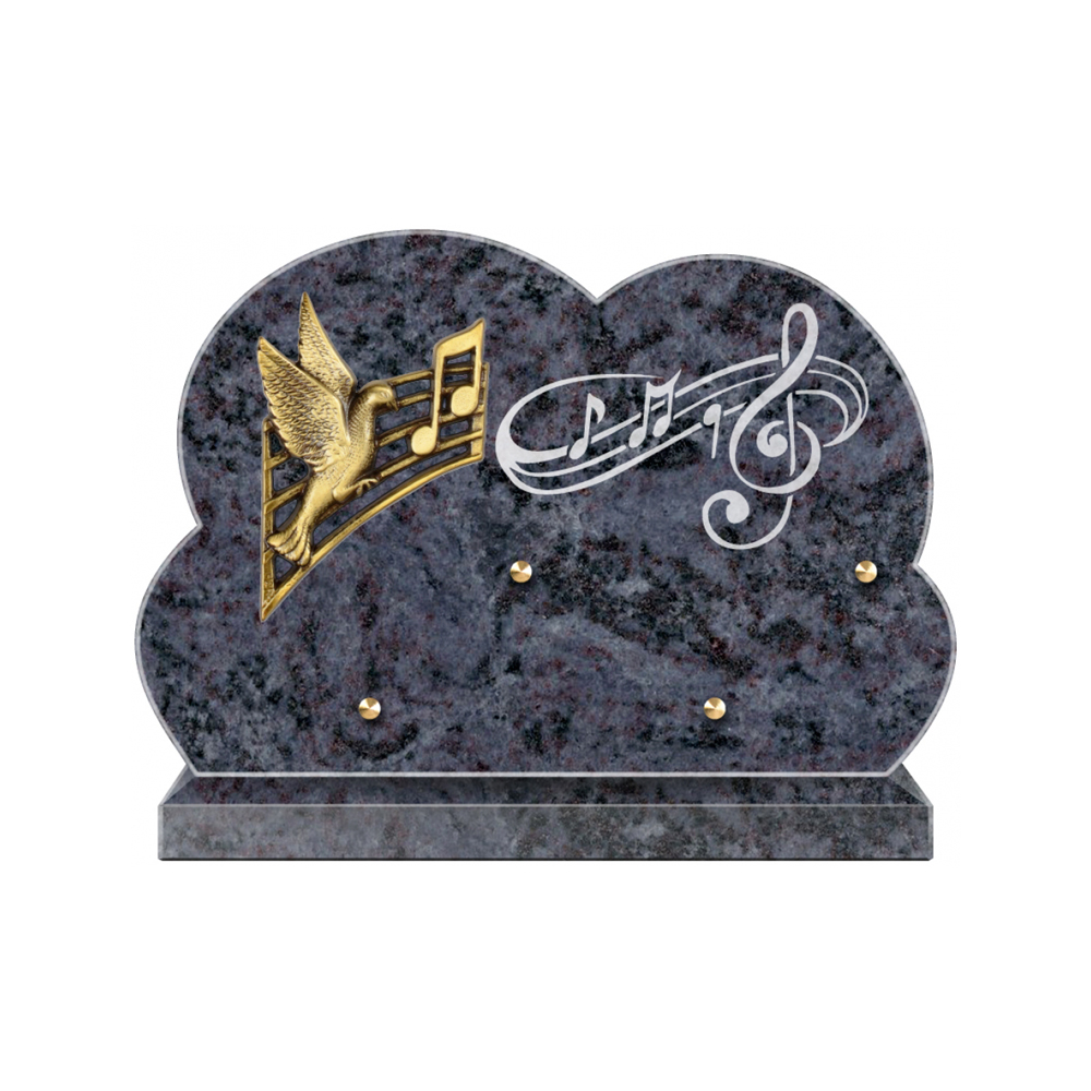 Plaque funéraire Forme Granit 30x20 - Thème Musique – Plaques Funéraires Créations® – vue complémentaire