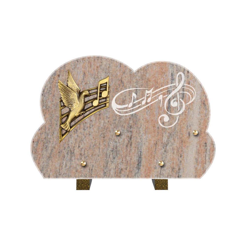 Plaque funéraire Forme Granit 30x20 - Thème Musique – Plaques Funéraires Créations® – vue complémentaire