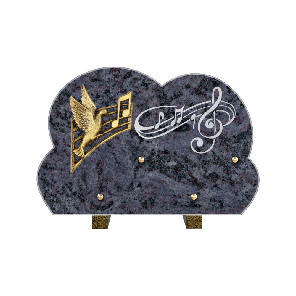 Plaque funéraire Forme Granit 30x20 - Thème Musique – Plaques Funéraires Créations® – vue complémentaire