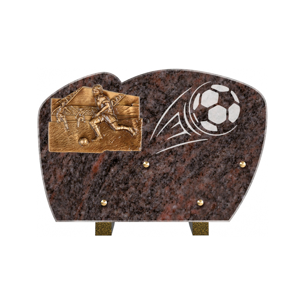 Plaque funéraire Forme Granit 30x20 - Thème FootBall – Plaques Funéraires Créations® – vue complémentaire