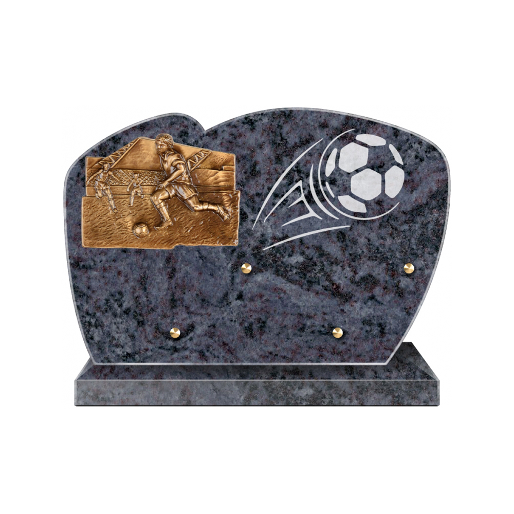 Plaque funéraire Forme Granit 30x20 - Thème FootBall – Plaques Funéraires Créations® – vue complémentaire