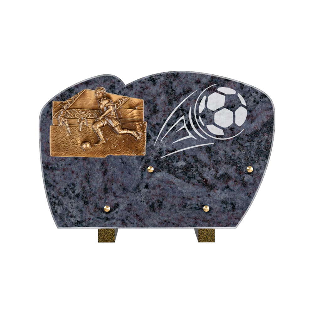 Plaque funéraire Forme Granit 30x20 - Thème FootBall – Plaques Funéraires Créations® – vue complémentaire