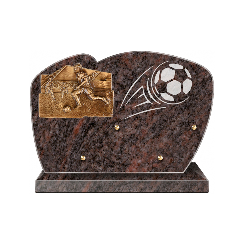 Plaque funéraire Forme Granit 30x20 - Thème FootBall – Plaques Funéraires Créations® – vue complémentaire