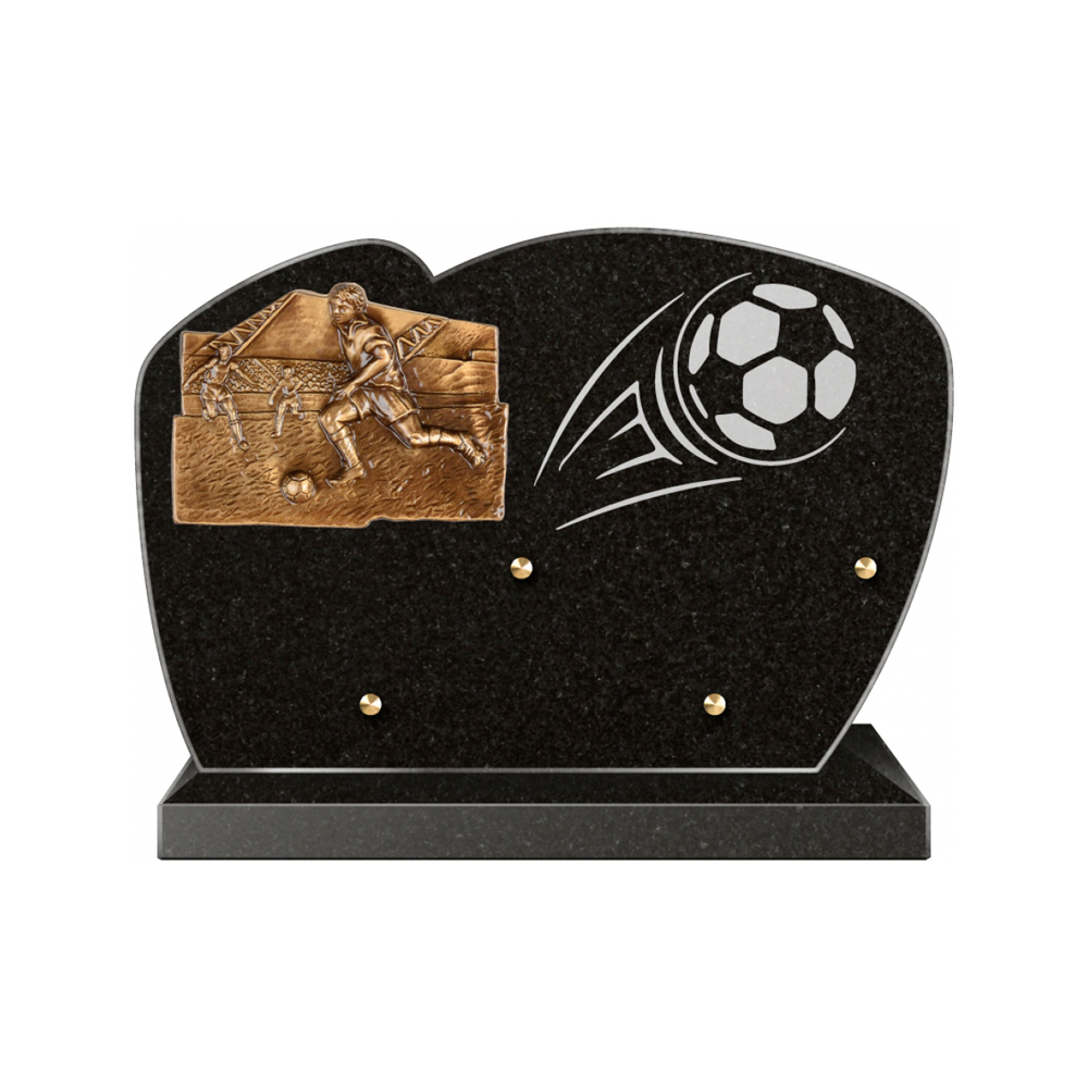 Plaque funéraire Forme Granit 30x20 - Thème FootBall – Plaques Funéraires Créations® – vue complémentaire