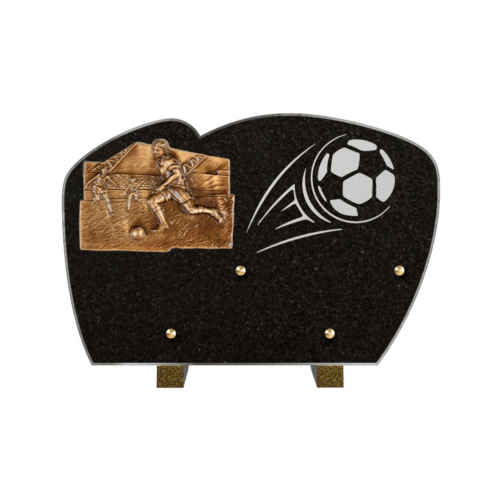 Plaque funéraire Forme Granit 30x20 - Thème FootBall – Plaques Funéraires Créations® – vue complémentaire