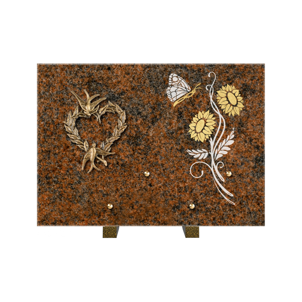 Plaque funéraire Rectangle 1 Granit Sablé Or et Blanc – Plaques Funéraires Créations® – vue complémentaire