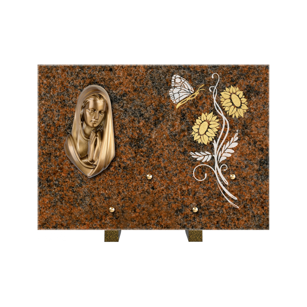 Plaque funéraire Rectangle 1 Granit Sablé Or et Blanc – Plaques Funéraires Créations® – vue complémentaire