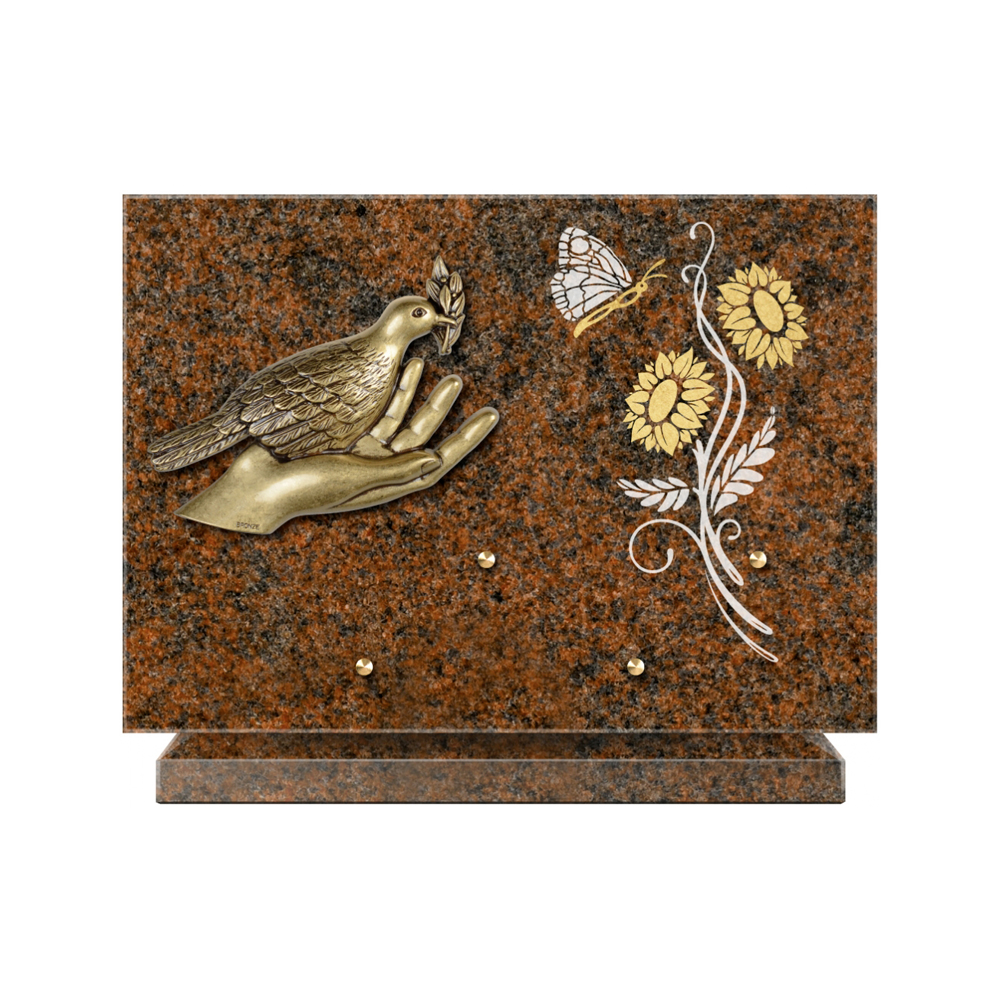 Plaque funéraire Rectangle 1 Granit Sablé Or et Blanc – Plaques Funéraires Créations® – vue complémentaire
