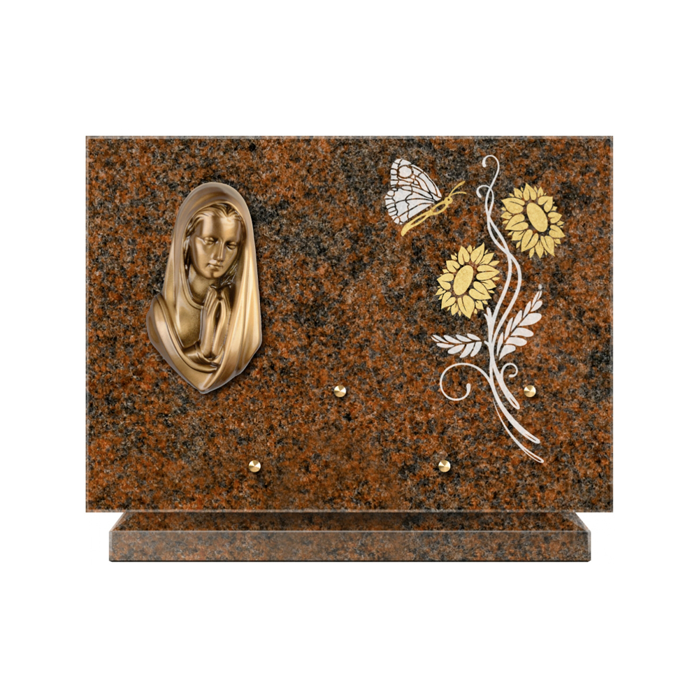 Plaque funéraire Rectangle 1 Granit Sablé Or et Blanc – Plaques Funéraires Créations® – vue complémentaire
