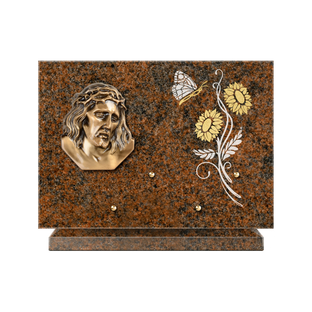 Plaque funéraire Rectangle 1 Granit Sablé Or et Blanc – Plaques Funéraires Créations® – vue complémentaire