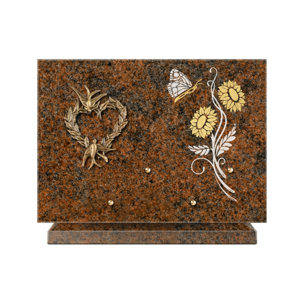 Plaque funéraire Rectangle 1 Granit Sablé Or et Blanc – Plaques Funéraires Créations® – vue complémentaire