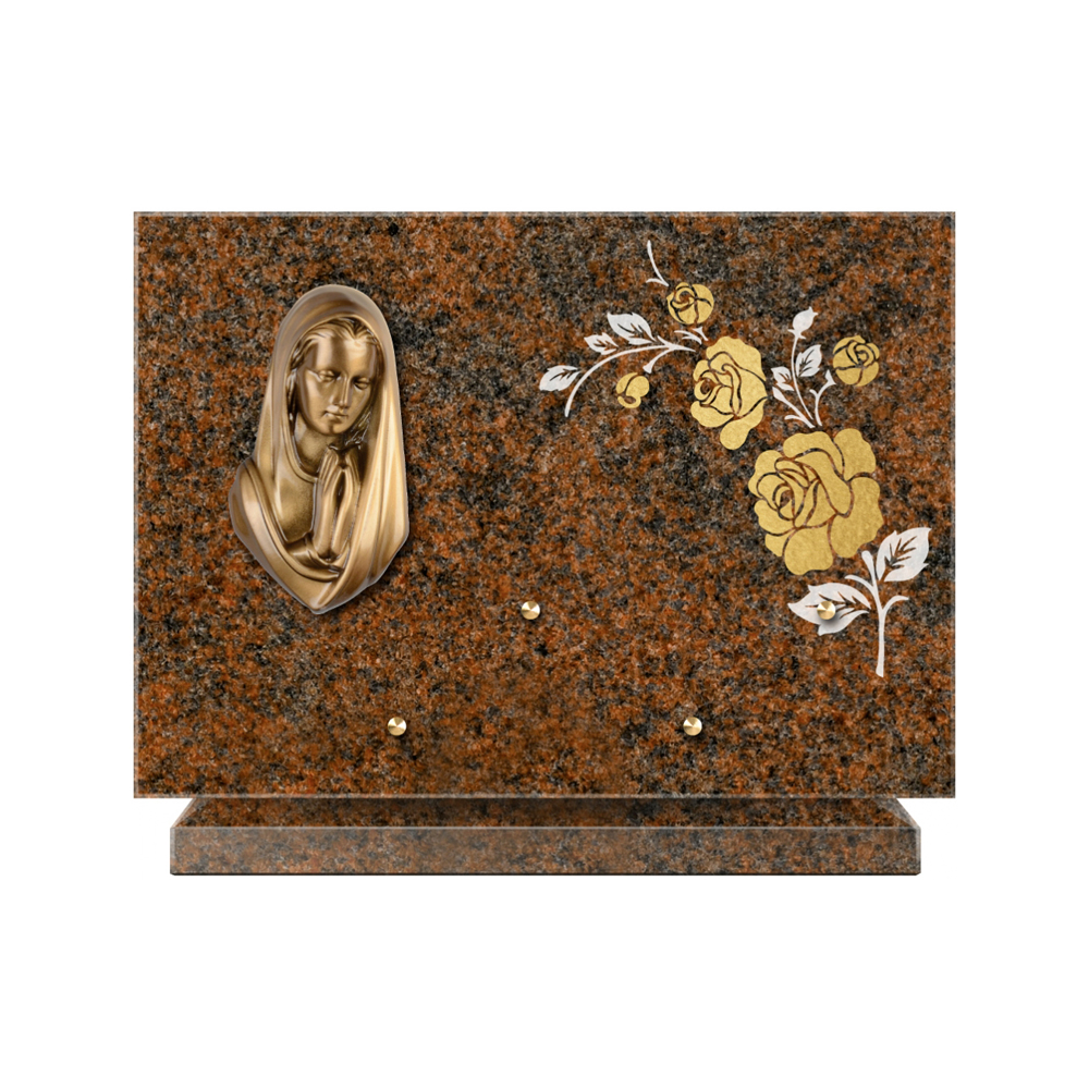 Plaque funéraire Rectangle 2 Granit Sablé Or et Blanc – Plaques Funéraires Créations® – vue complémentaire