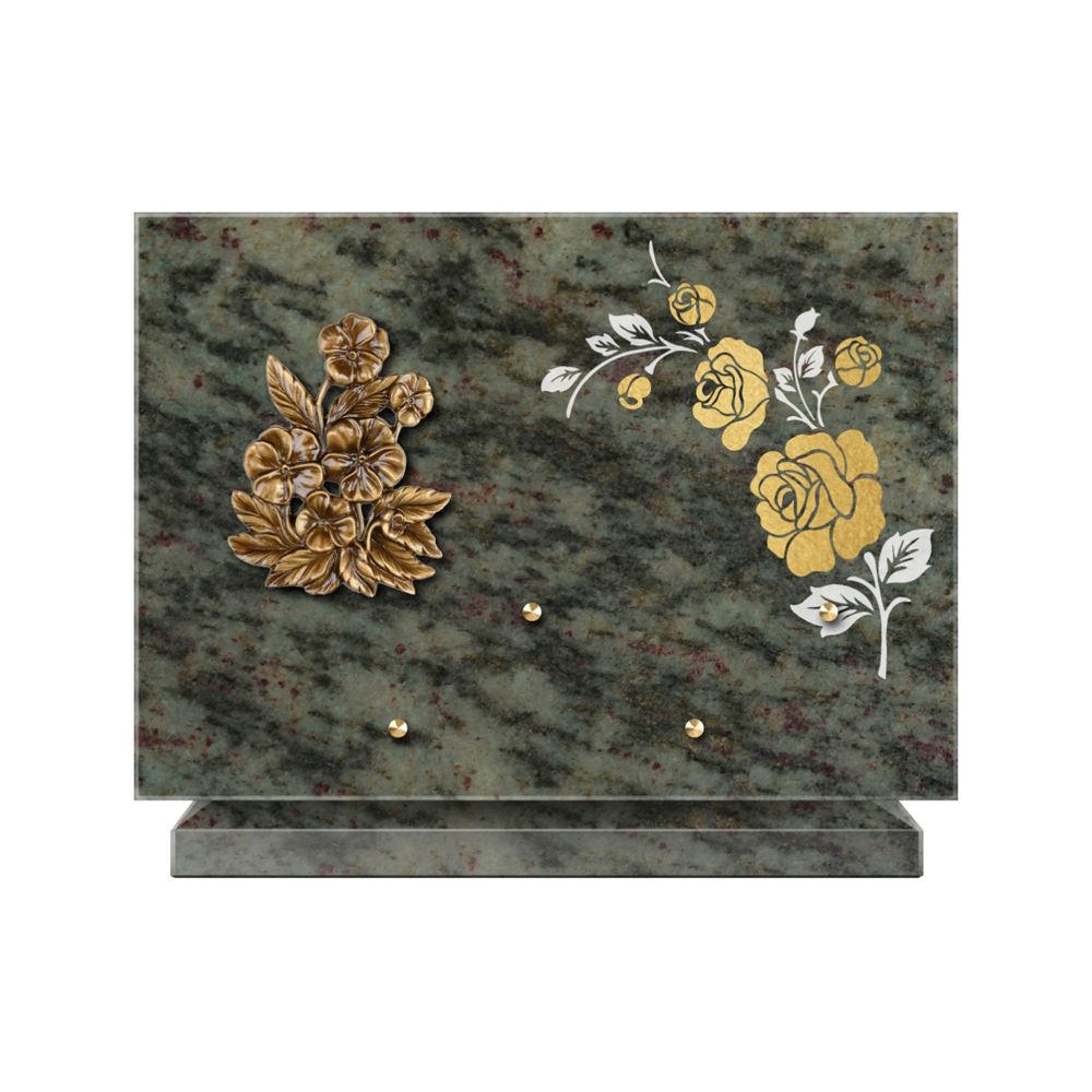 Plaque funéraire Rectangle 2 Granit Sablé Or et Blanc – Plaques Funéraires Créations®