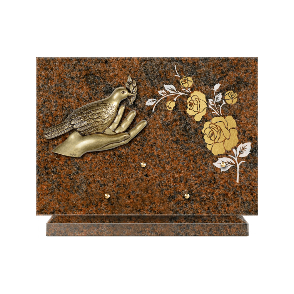 Plaque funéraire Rectangle 2 Granit Sablé Or et Blanc – Plaques Funéraires Créations® – vue complémentaire