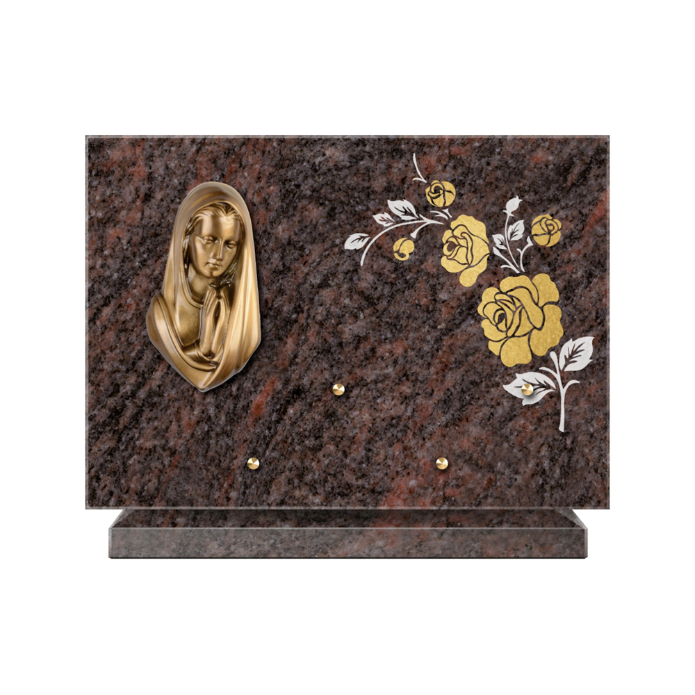 Plaque funéraire Rectangle 2 Granit Sablé Or et Blanc – Plaques Funéraires Créations® – vue complémentaire
