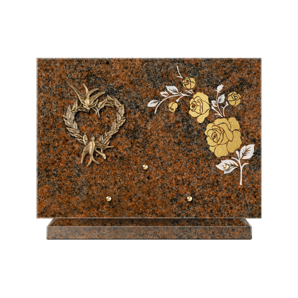 Plaque funéraire Rectangle 2 Granit Sablé Or et Blanc – Plaques Funéraires Créations® – vue complémentaire