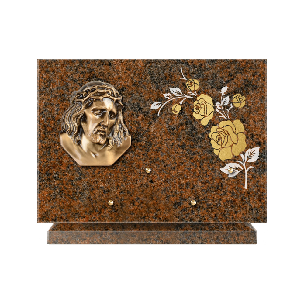 Plaque funéraire Rectangle 2 Granit Sablé Or et Blanc – Plaques Funéraires Créations® – vue complémentaire