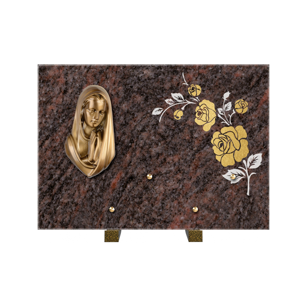 Plaque funéraire Rectangle 2 Granit Sablé Or et Blanc – Plaques Funéraires Créations® – vue complémentaire