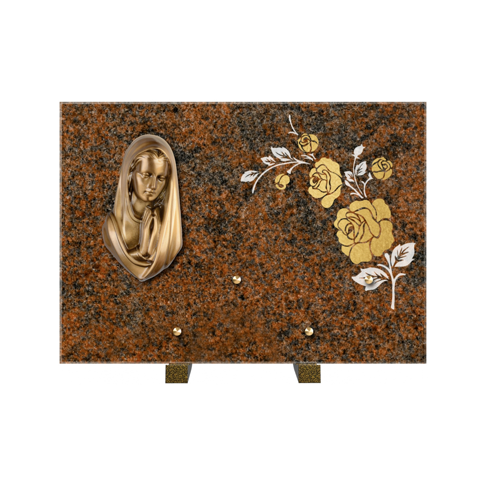Plaque funéraire Rectangle 2 Granit Sablé Or et Blanc – Plaques Funéraires Créations® – vue complémentaire