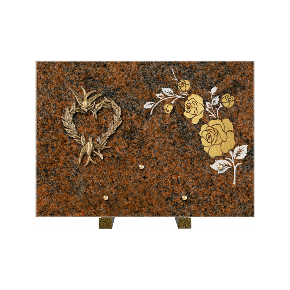 Plaque funéraire Rectangle 2 Granit Sablé Or et Blanc – Plaques Funéraires Créations® – vue complémentaire
