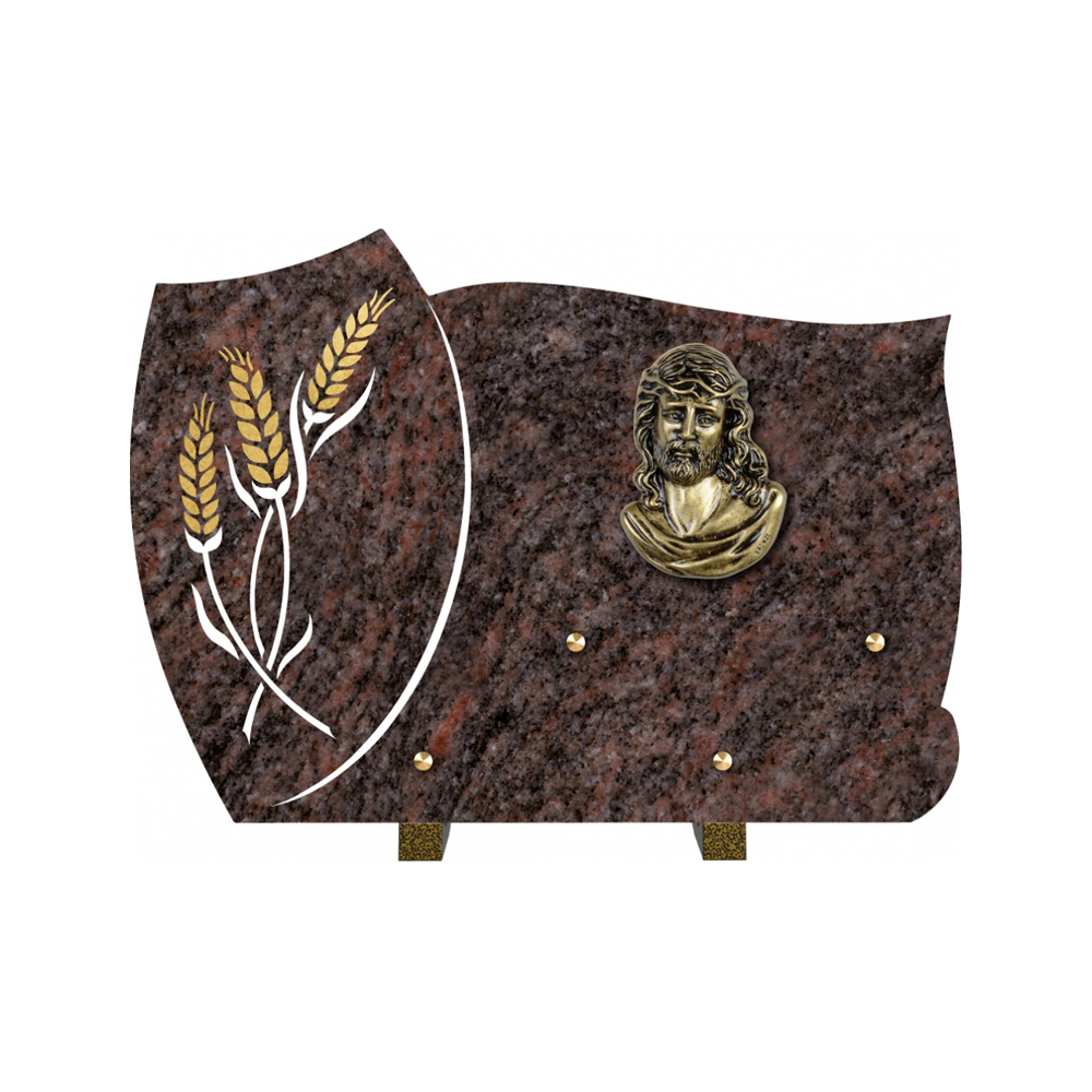 Plaque funéraire Forme 1 Granit Sablée Or et Blanc - 35x25 – Plaques Funéraires Créations® – vue complémentaire