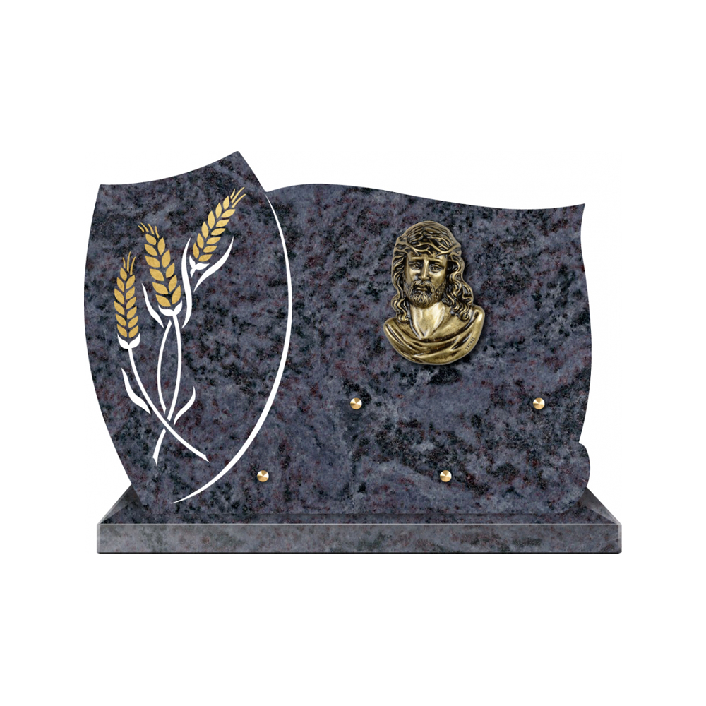 Plaque funéraire Forme 1 Granit Sablée Or et Blanc - 35x25 – Plaques Funéraires Créations® – vue complémentaire