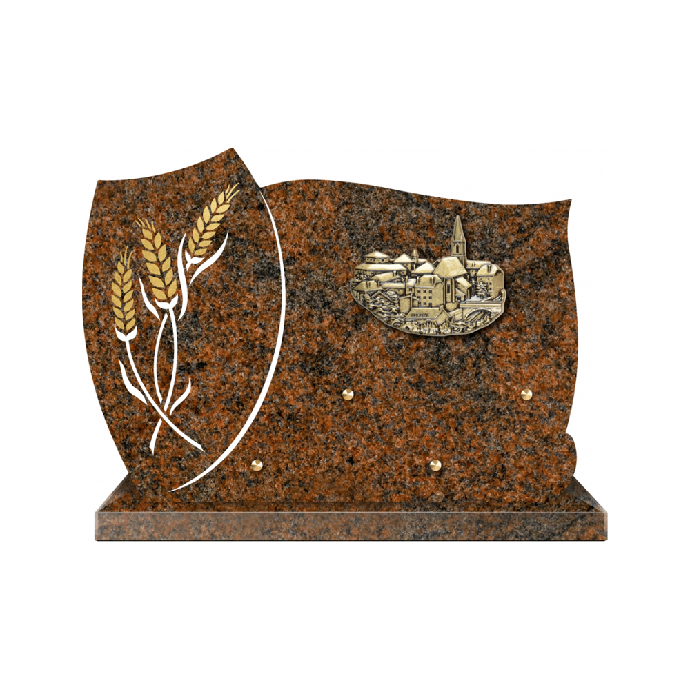 Plaque funéraire Forme 1 Granit Sablée Or et Blanc - 35x25 – Plaques Funéraires Créations® – vue complémentaire