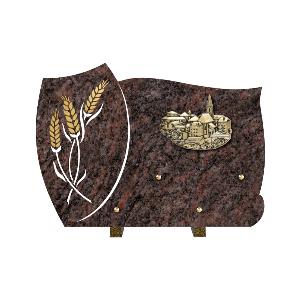 Plaque funéraire Forme 1 Granit Sablée Or et Blanc - 35x25 – Plaques Funéraires Créations® – vue complémentaire