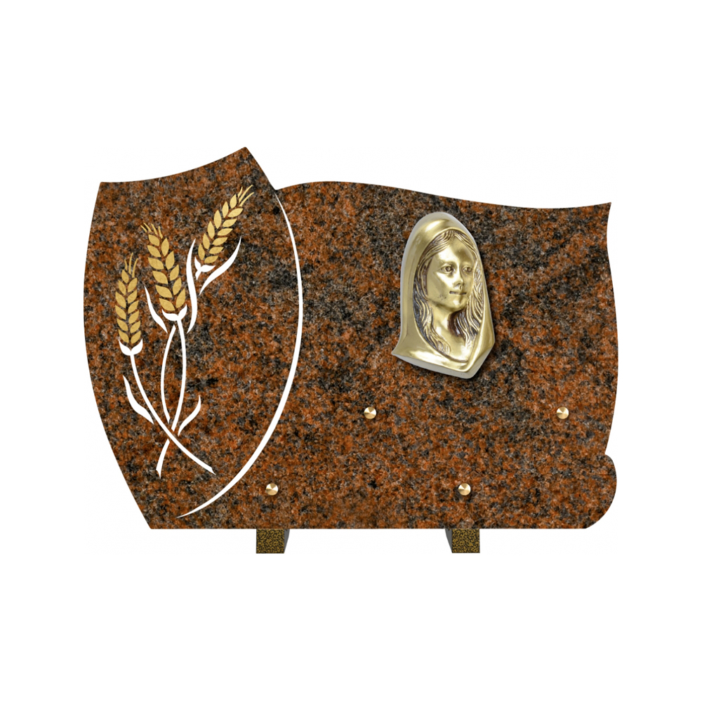 Plaque funéraire Forme 1 Granit Sablée Or et Blanc - 35x25 – Plaques Funéraires Créations® – vue complémentaire