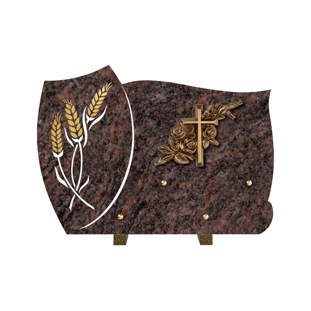 Plaque funéraire Forme 1 Granit Sablée Or et Blanc - 35x25 – Plaques Funéraires Créations® – vue complémentaire