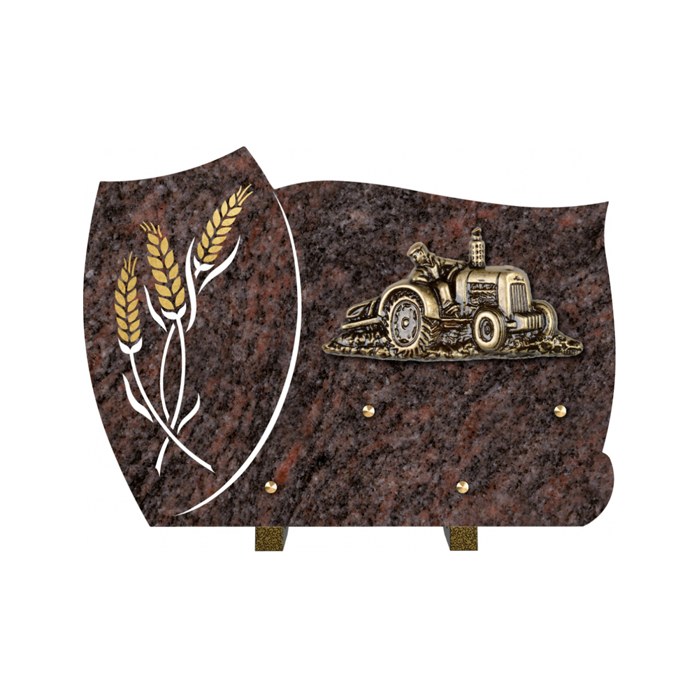 Plaque funéraire Forme 1 Granit Sablée Or et Blanc - 35x25 – Plaques Funéraires Créations® – vue complémentaire