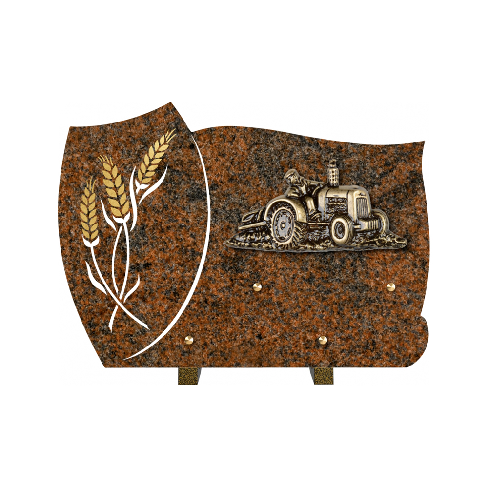 Plaque funéraire Forme 1 Granit Sablée Or et Blanc - 35x25 – Plaques Funéraires Créations® – vue complémentaire