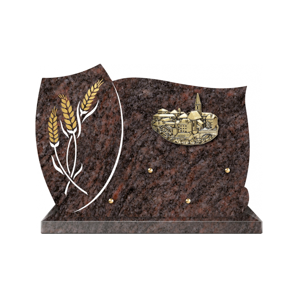 Plaque funéraire Forme 1 Granit Sablée Or et Blanc - 35x25 – Plaques Funéraires Créations® – vue complémentaire