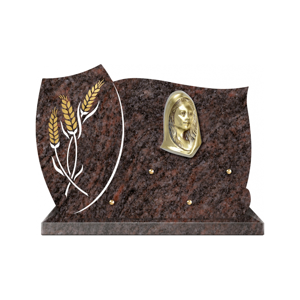 Plaque funéraire Forme 1 Granit Sablée Or et Blanc - 35x25 – Plaques Funéraires Créations® – vue complémentaire