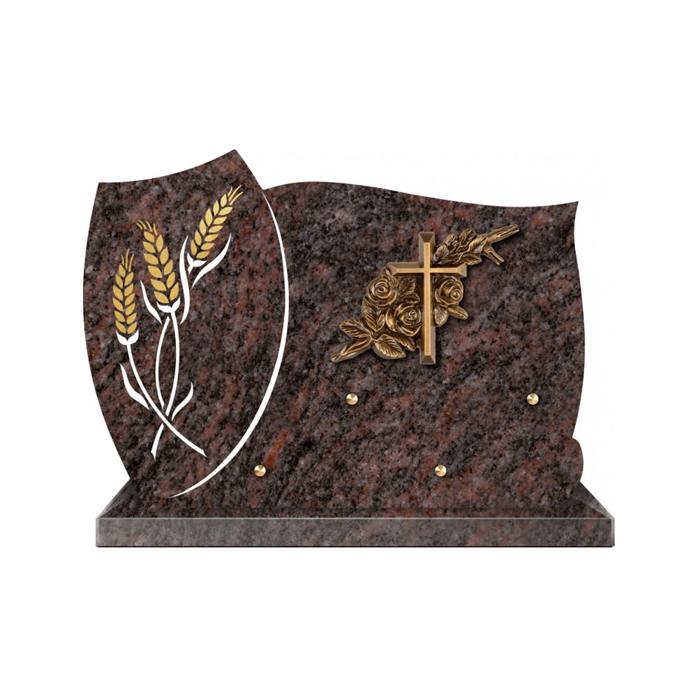 Plaque funéraire Forme 1 Granit Sablée Or et Blanc - 35x25 – Plaques Funéraires Créations® – vue complémentaire