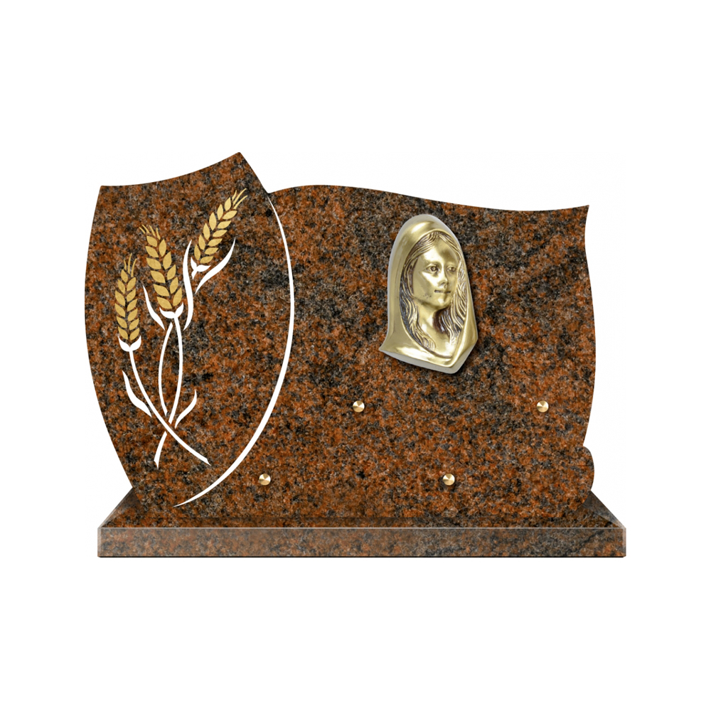 Plaque funéraire Forme 1 Granit Sablée Or et Blanc - 35x25 – Plaques Funéraires Créations® – vue complémentaire