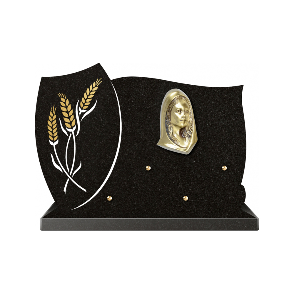 Plaque funéraire Forme 1 Granit Sablée Or et Blanc - 35x25 – Plaques Funéraires Créations® – vue complémentaire