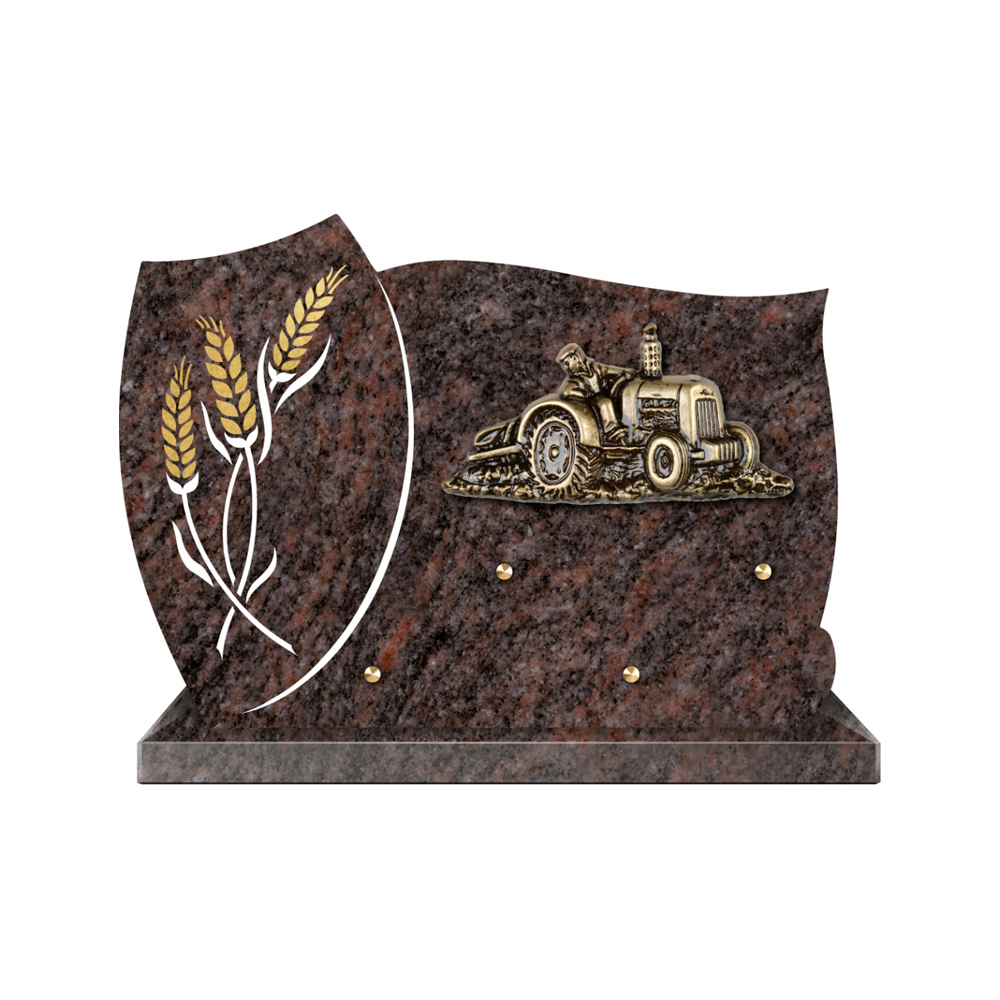 Plaque funéraire Forme 1 Granit Sablée Or et Blanc - 35x25 – Plaques Funéraires Créations® – vue complémentaire