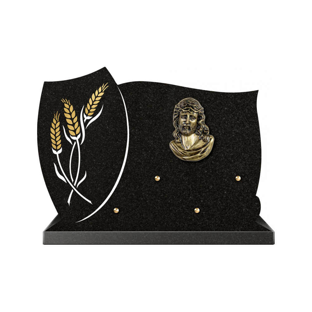 Plaque funéraire Forme 1 Granit Sablée Or et Blanc - 35x25 – Plaques Funéraires Créations® – vue complémentaire