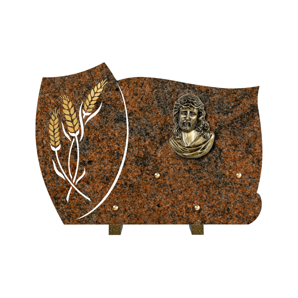 Plaque funéraire Forme 1 Granit Sablée Or et Blanc - 35x25 – Plaques Funéraires Créations® – vue complémentaire